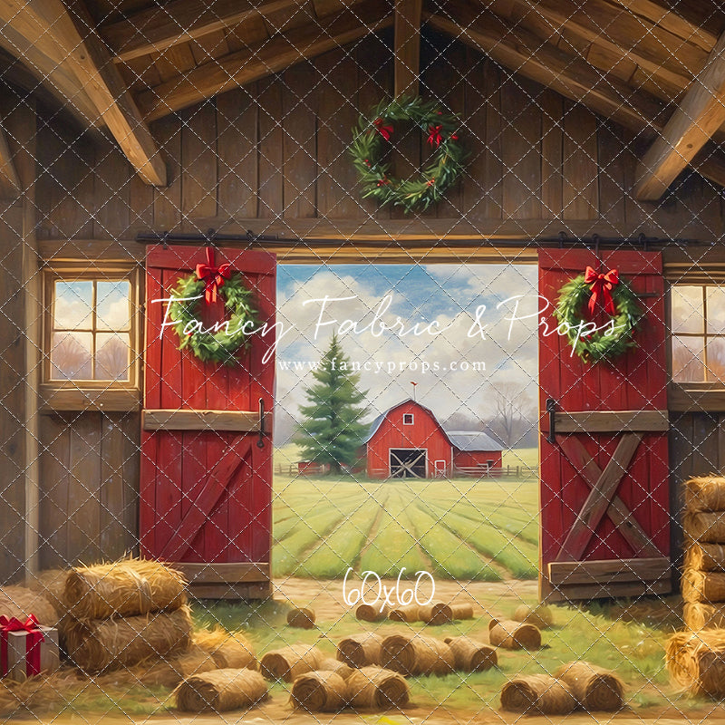 Red Barn Yuletide - Straw Floor - with Sweep Option