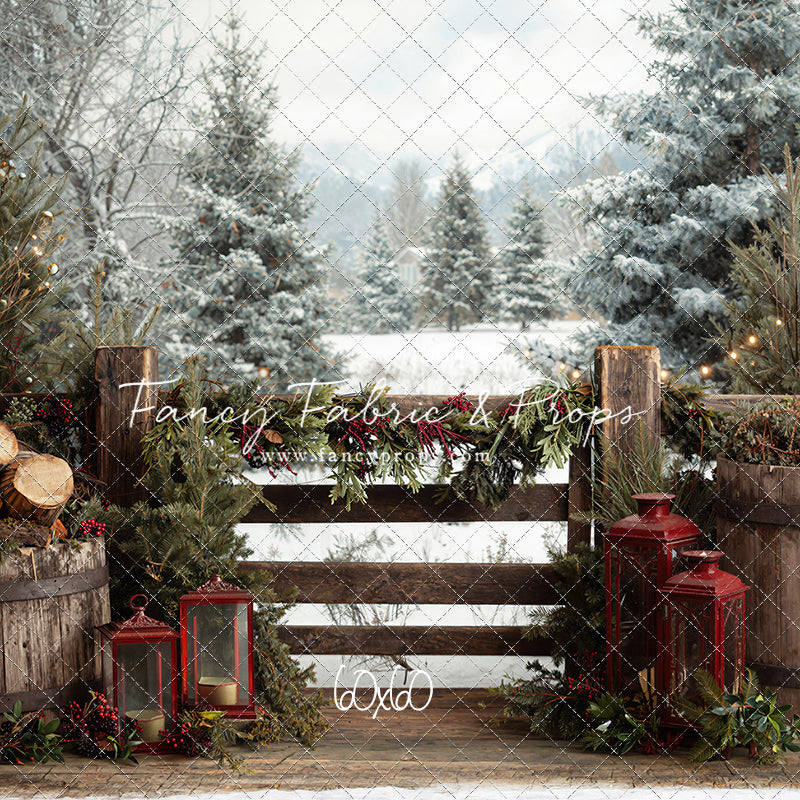 Rustic Wintertime Fence - with Sweep Option