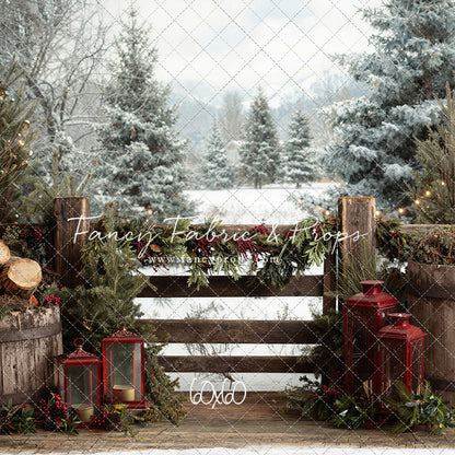 Rustic Wintertime Fence - with Sweep Option