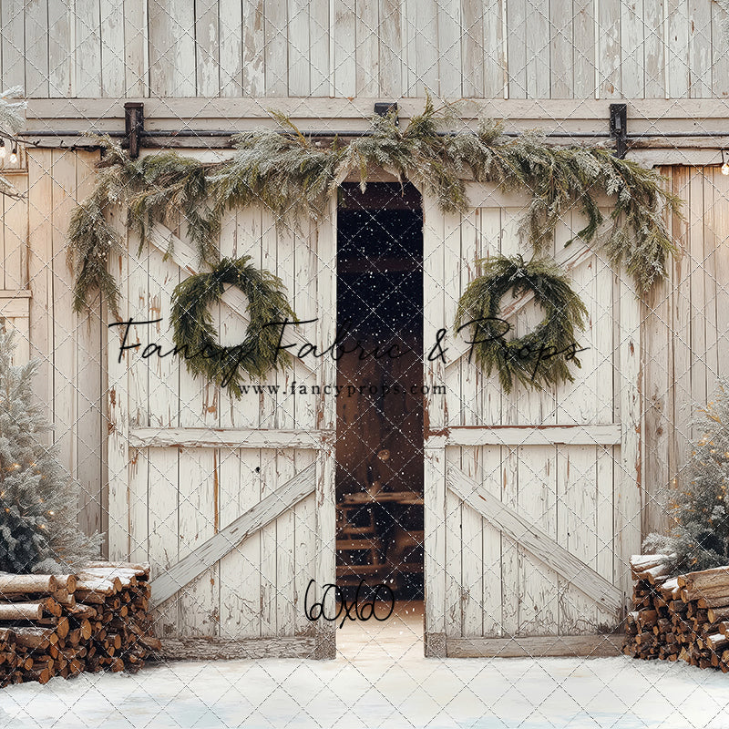 Snowy Evergreen Barn - with Sweep Option