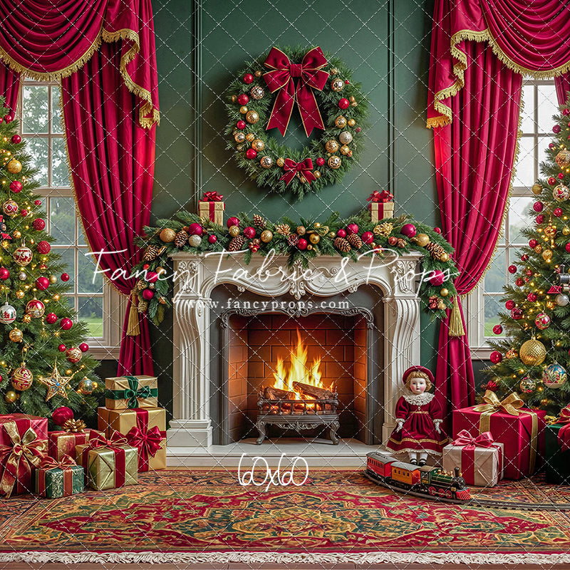 Vintage Christmas Hearth - with Sweep Option