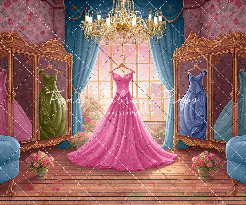 Dress Like A Princess - Pink Dress/Blue Curtains - With Sweep Option