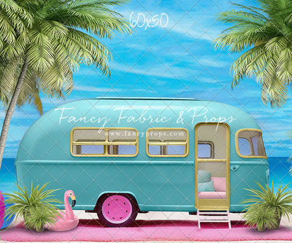 Road Trip Chic - Blue Camper - With Sweep Option