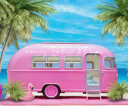 Road Trip Chic - Pink Camper - With Sweep Option