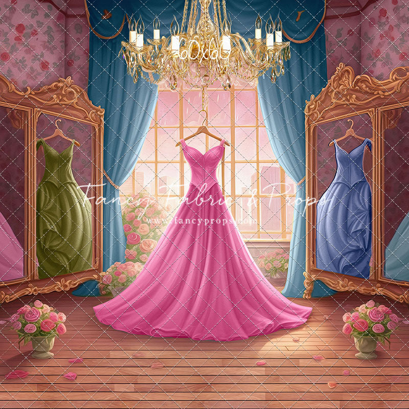 Dress Like A Princess - Pink Dress/Blue Curtains - With Sweep Option