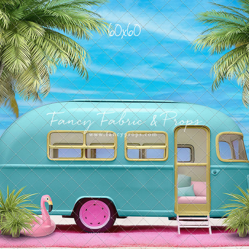 Road Trip Chic - Blue Camper - With Sweep Option