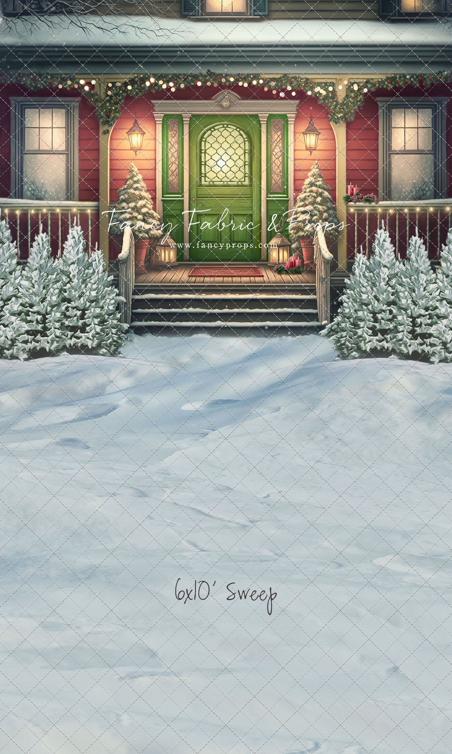 Merry Porch Greetings - Red House - with Sweep Option