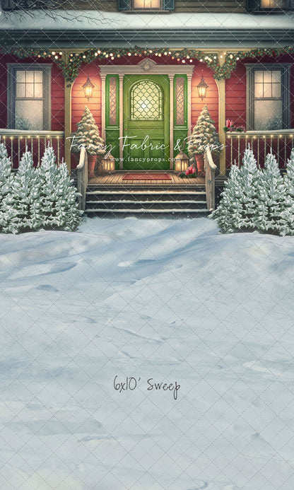 Merry Porch Greetings - Red House - with Sweep Option