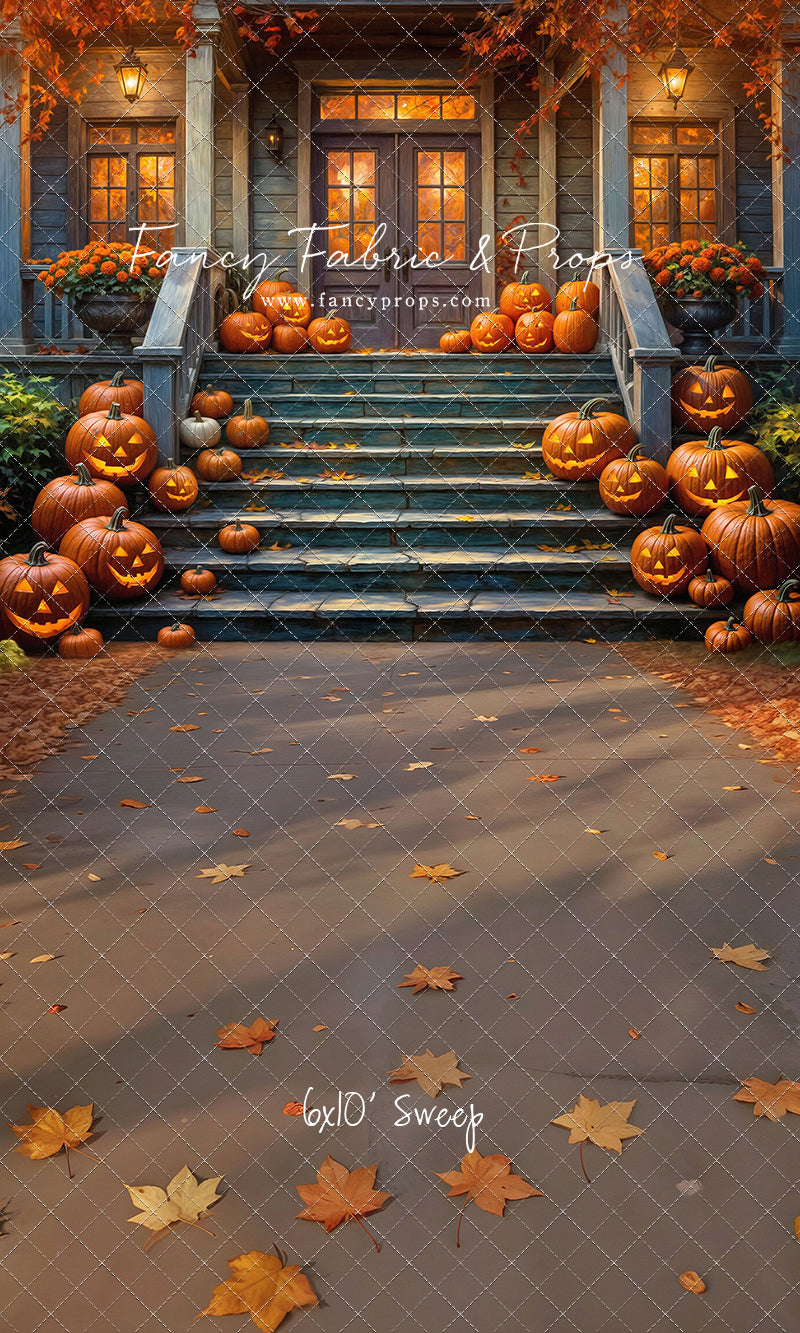 Pumpkin-Lit Porch  - With Sweep Option
