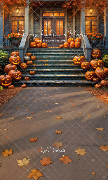 Pumpkin-Lit Porch  - With Sweep Option