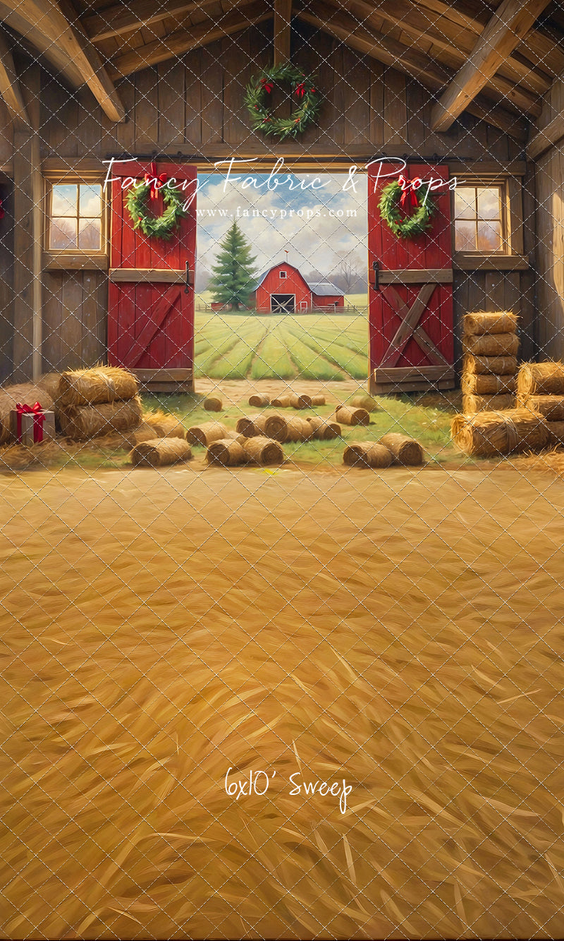 Red Barn Yuletide - Straw Floor - with Sweep Option
