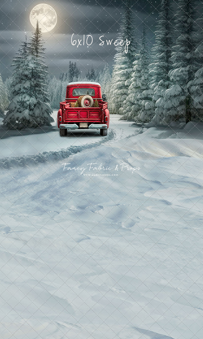 Snowy Moonlit Drive - No Lights - with Sweep Option