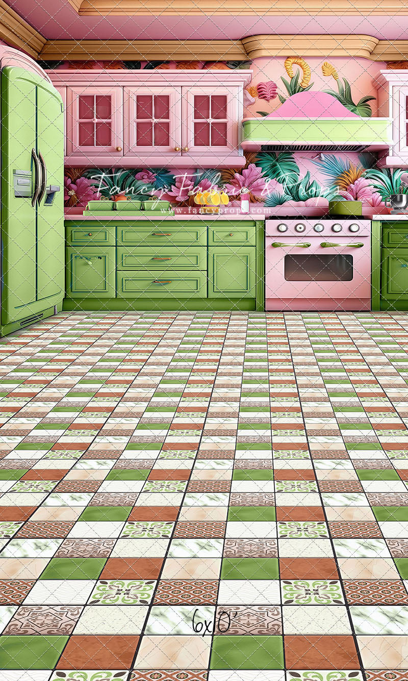 Tropical Kitchen - Lime & Pink - With Sweep Option