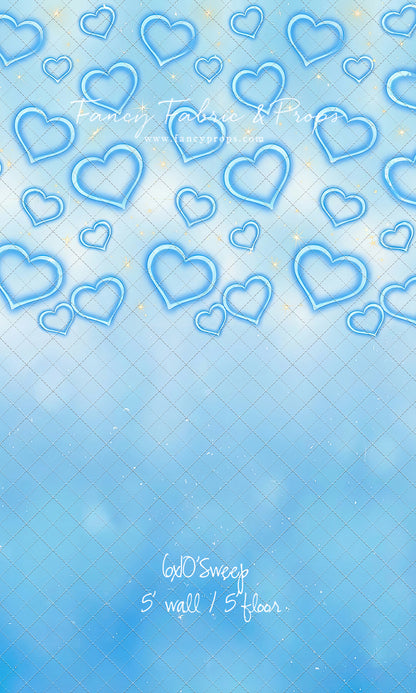 Blue Puffy Hearts - With Sweep Option