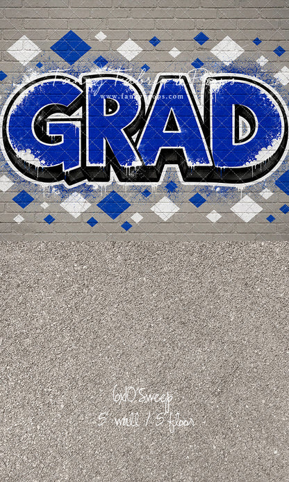 Blue & White Grad - With Sweep Option
