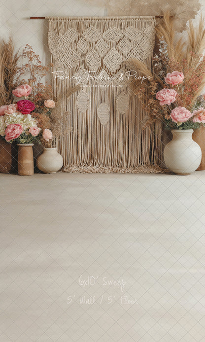 Boho Rose Tapestry - With Sweep Option