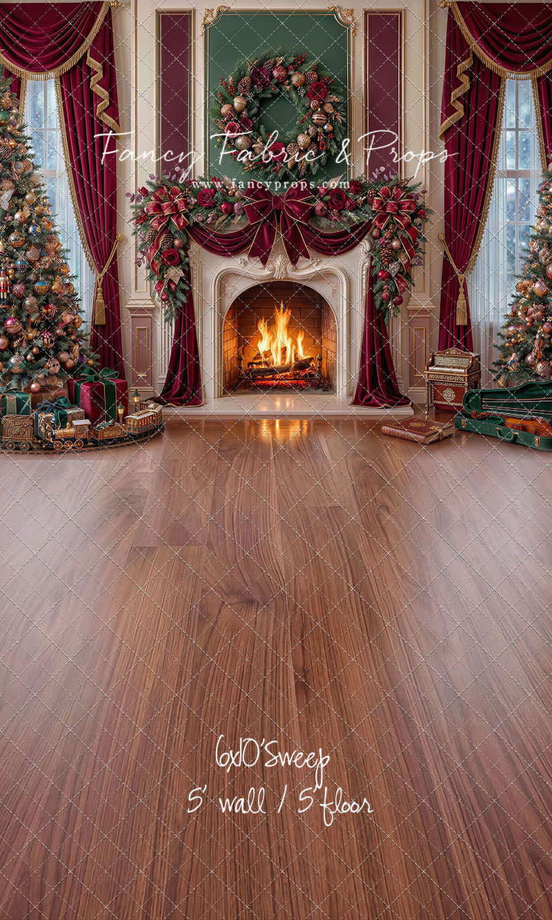 Burgundy Christmas Manor - with Sweep Option
