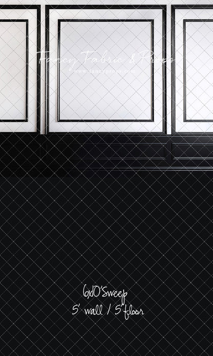 Classy Black & White Wainscoting - Black Floor - With Sweep Option