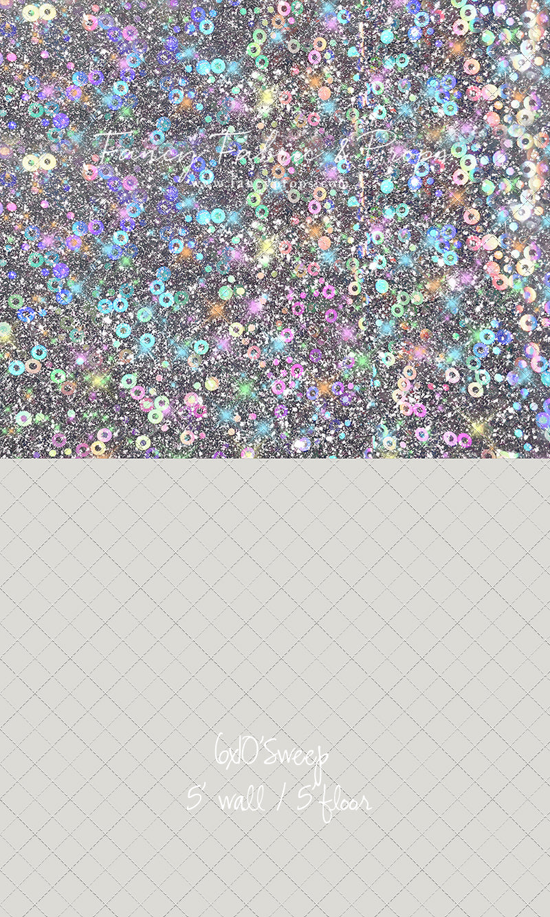 Cosmic Celebration - With Solid Beige Gray Floor Sweep Option