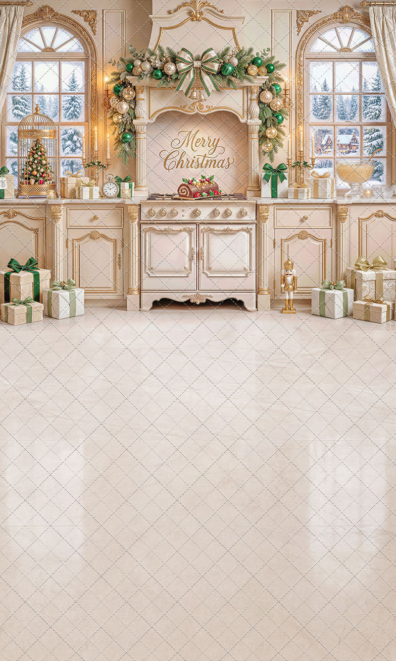 Gilded Christmas Kitchen - With Sweep Option