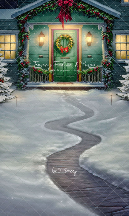 Magical Holiday Porch - Green Door - with Sweep Option