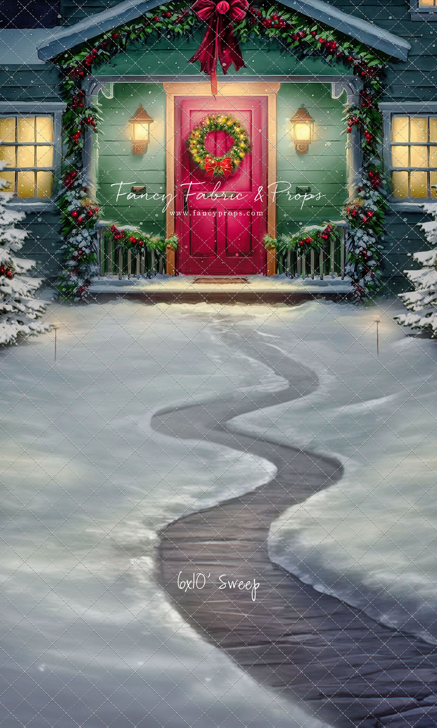 Magical Holiday Porch - Red Door - with Sweep Option
