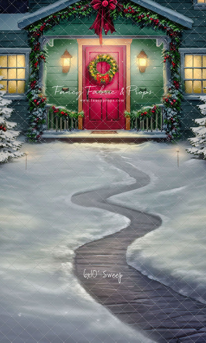 Magical Holiday Porch - Red Door - with Sweep Option
