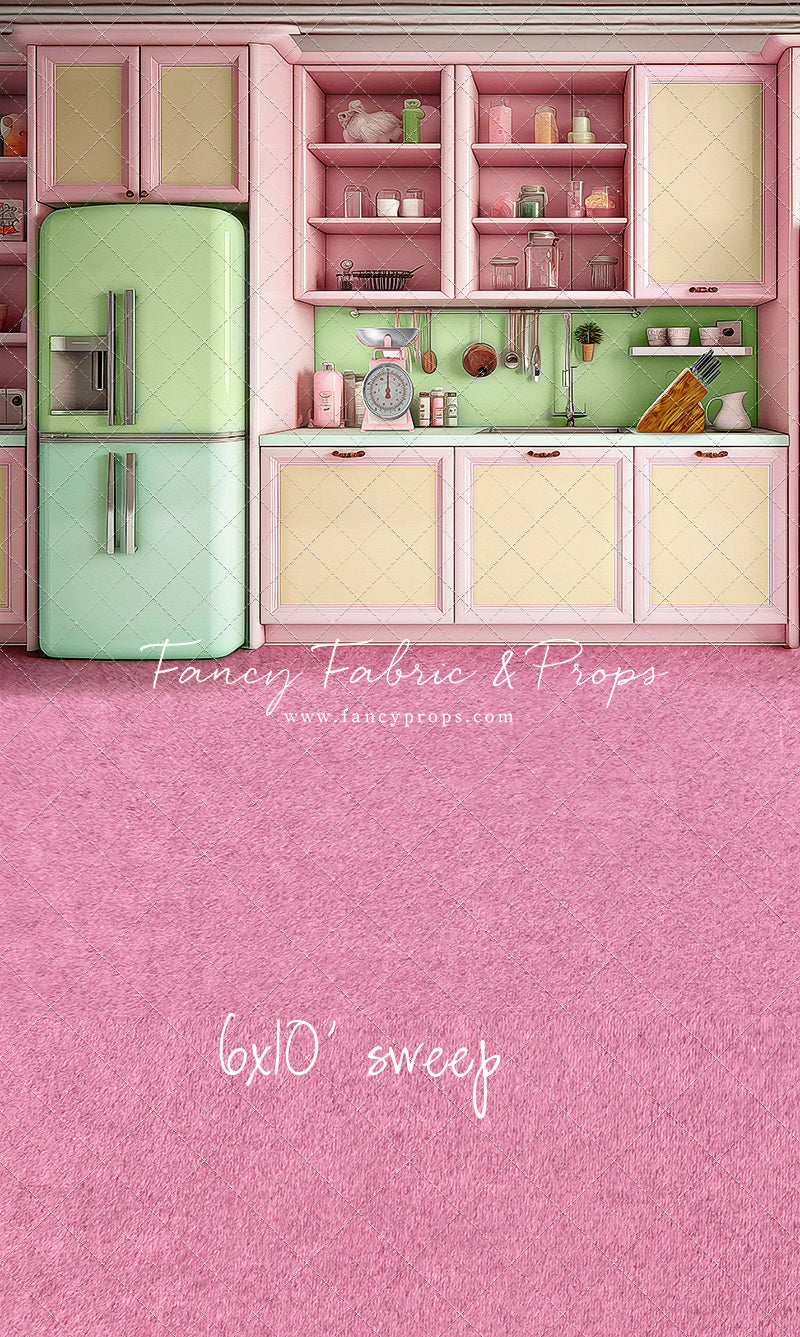 Midge's Kitchenette - Pink Floor Option - With Green Fridge Sweep Option