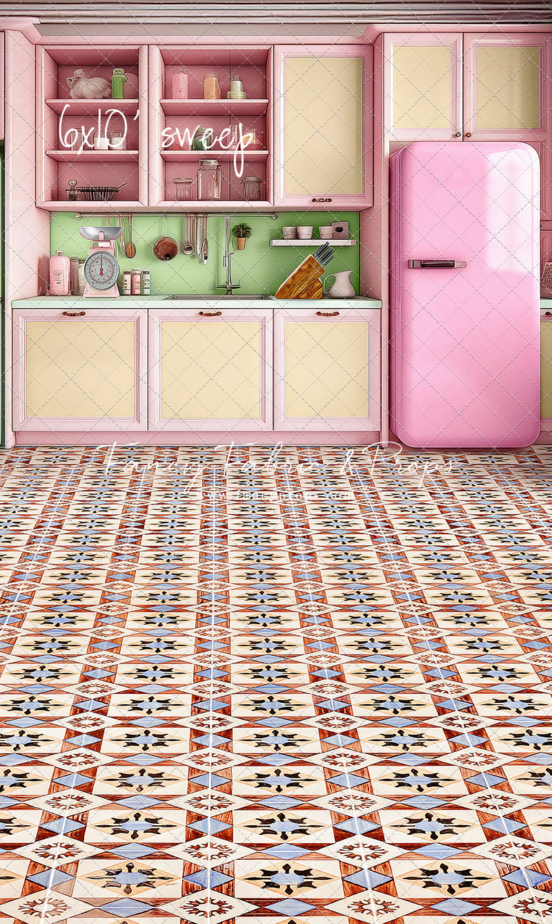 Midge's Kitchenette - Tile Floor Option - With Pink Fridge Sweep Option