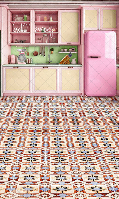 Midge's Kitchenette - Tile Floor Option - With Pink Fridge Sweep Option