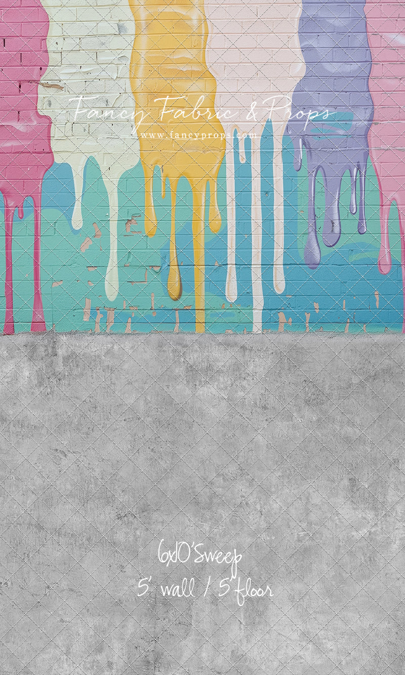 Pastel Paint Drip Wall - Concrete Floor Option - With Sweep Option