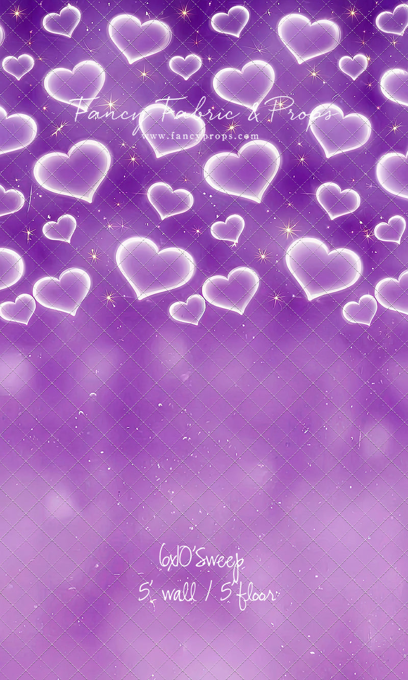 Purple Puffy Hearts - With Sweep Option