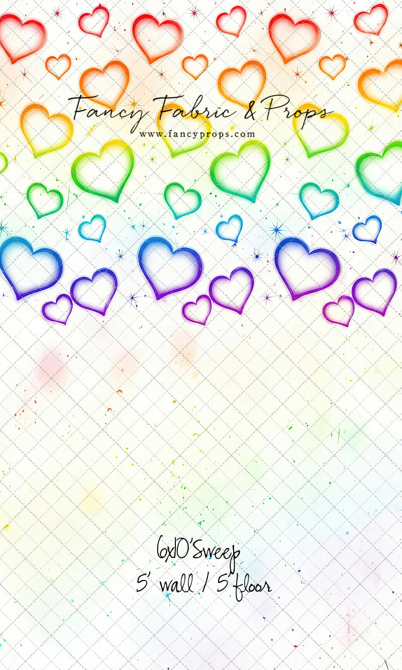 Rainbow Puffy Hearts - With Sweep Option