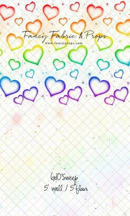 Rainbow Puffy Hearts - With Sweep Option