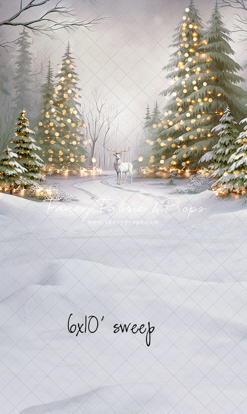 Snowy Trail Of Lights - With Deer - with Sweep Option