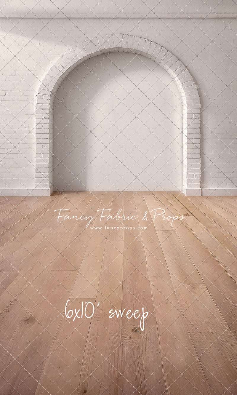 White Brick Alcove - Wood Floor - With Sweep Option