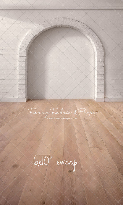 White Brick Alcove - Wood Floor - With Sweep Option