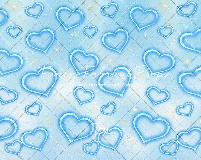 Blue Puffy Hearts - With Sweep Option