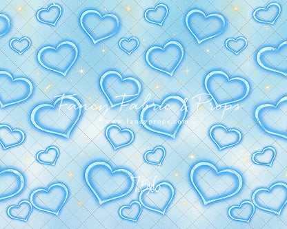 Blue Puffy Hearts - With Sweep Option