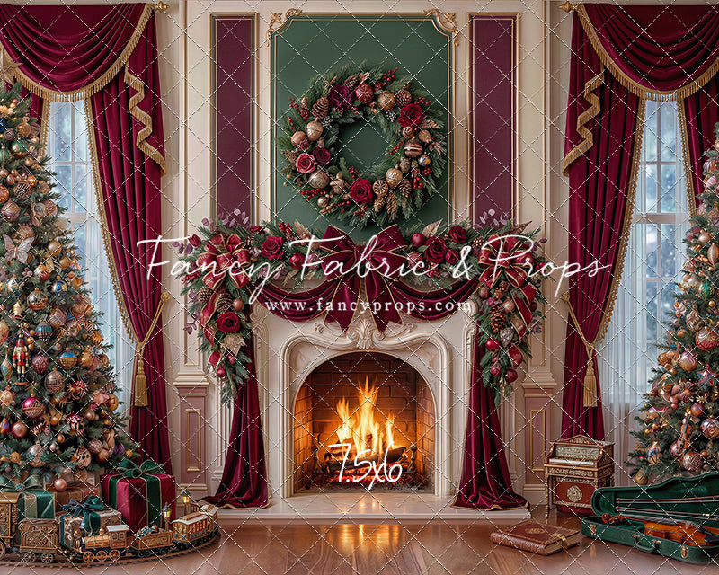 Burgundy Christmas Manor - with Sweep Option