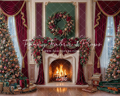 Burgundy Christmas Manor - with Sweep Option