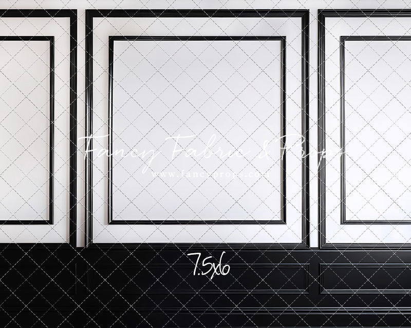 Classy Black & White Wainscoting - Black Floor - With Sweep Option