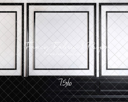 Classy Black & White Wainscoting - White Marble Floor - With Sweep Option