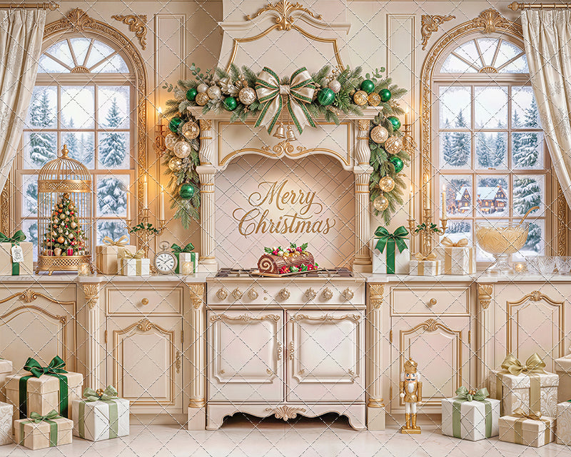 Gilded Christmas Kitchen - With Sweep Option