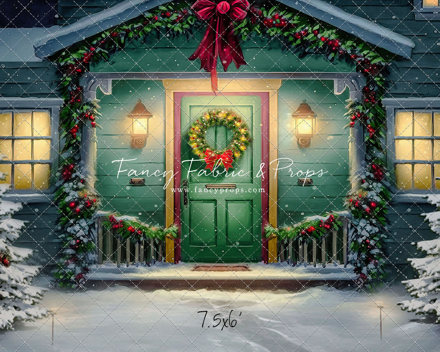 Magical Holiday Porch - Green Door - with Sweep Option