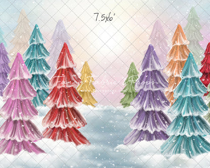 Magical Winter Rainbow Trees Pathway