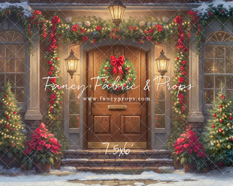 Merry Holiday Entry - Brown Door - With Sweep Option