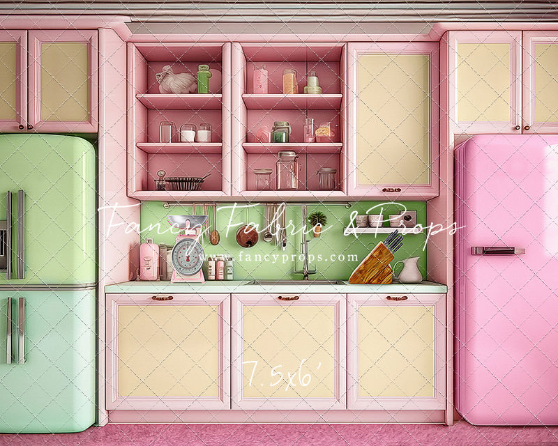 Midge's Kitchenette - Pink Floor Option - With Green Fridge Sweep Option