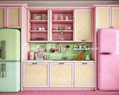 Midge's Kitchenette - Pink Floor Option - With Green Fridge Sweep Option