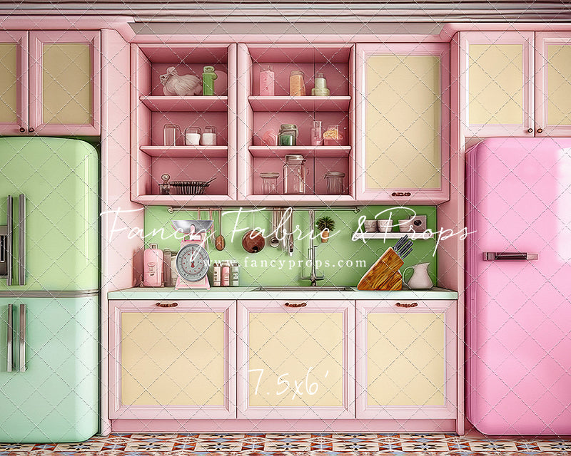 Midge's Kitchenette - Tile Floor Option - With Pink Fridge Sweep Option
